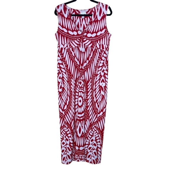 Chico’s Maxi Dress, Red and White, Size 2 (Large) - Picture 1 of 4
